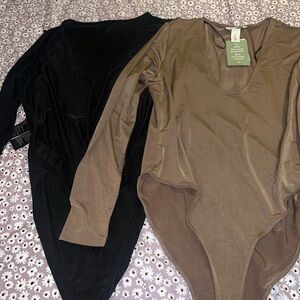H&M Black and Brown Bodysuit Set